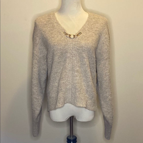 1. STATE Chain Detail Sweater in Heather Oatmeal (sz XL) - Picture 1 of 7